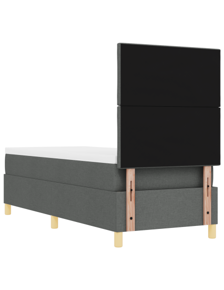 Letto con box spring e materasso LED grigio scuro 80x200 cm in tessuto