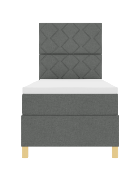 Letto con box spring e materasso LED grigio scuro 80x200 cm in tessuto