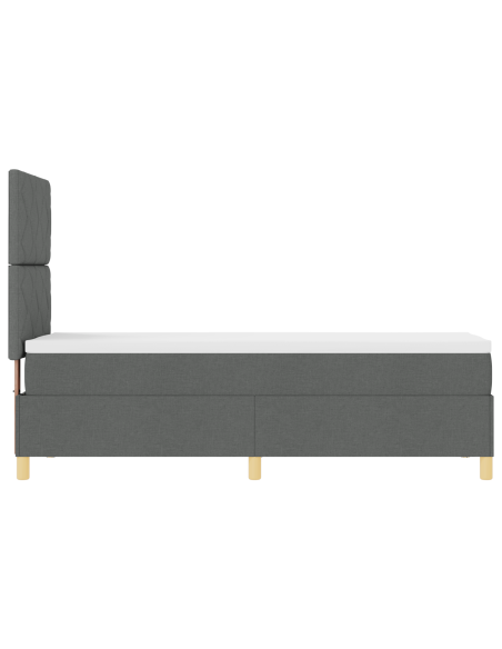 Letto con box spring e materasso LED grigio scuro 80x200 cm in tessuto