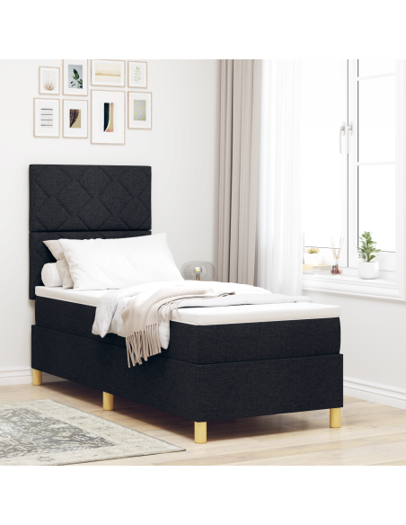 Letto Box Spring con Materasso & LED Nero 80x200 cm Tessuto