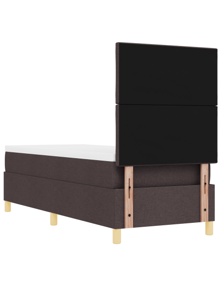 Letto a rete a molle con materasso e LED marrone scuro 80x200 cm Tessuto