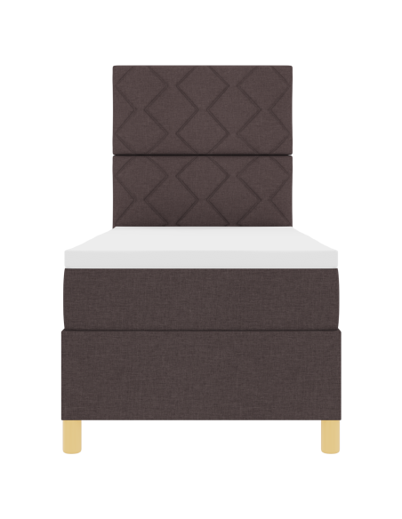 Letto a rete a molle con materasso e LED marrone scuro 80x200 cm Tessuto