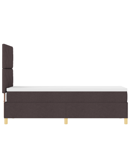 Letto a rete a molle con materasso e LED marrone scuro 80x200 cm Tessuto