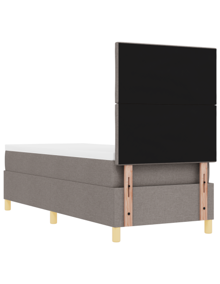 Letto con box spring con materasso e LED tortora 80x200 cm tessuto