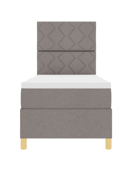 Letto con box spring con materasso e LED tortora 80x200 cm tessuto