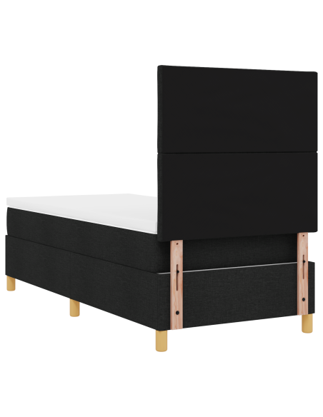 Letto Box Spring con Materasso & LED Nero 90x190 cm in Tessuto