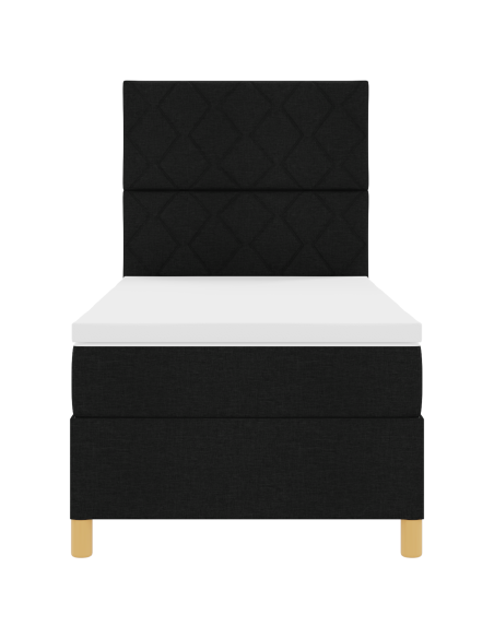 Letto Box Spring con Materasso & LED Nero 90x190 cm in Tessuto