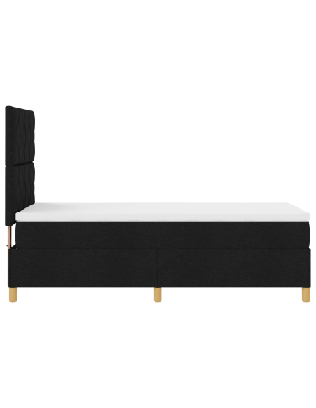 Letto Box Spring con Materasso & LED Nero 90x190 cm in Tessuto