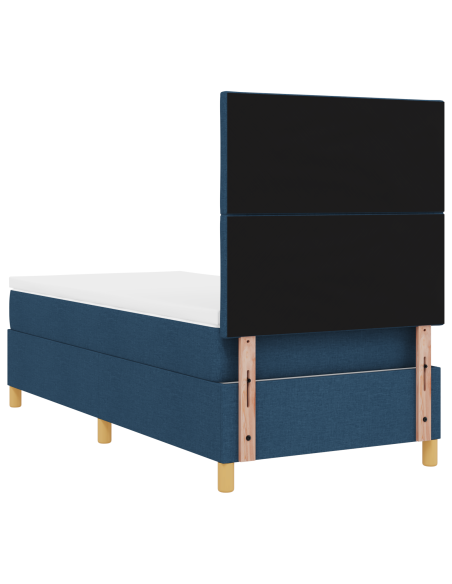 Letto Box Spring con Materasso & LED Blu 90x190 cm in Tessuto