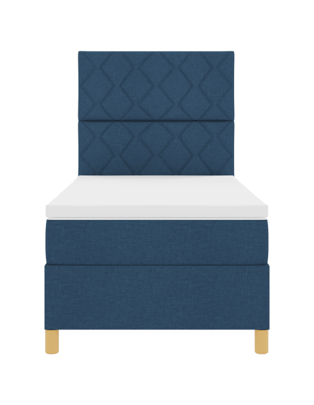 Letto Box Spring con Materasso & LED Blu 90x190 cm in Tessuto