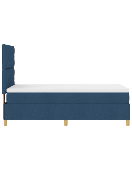 Letto Box Spring con Materasso & LED Blu 90x190 cm in Tessuto