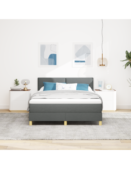 Letto a Sorgente LED con led Grigio scuro 140 x 200 cm Tessuto