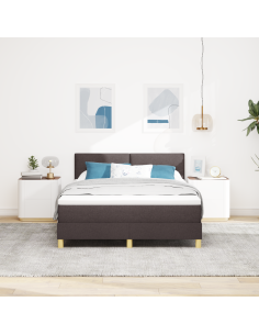 Letto a Sorgente LED con led Marrone Scuro 140 x 200 cm Tessuto