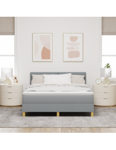 Letto a Sorgente LED con led Grigio chiaro 160 x 200 cm Tessuto