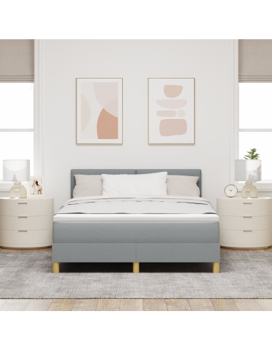 Letto a Sorgente LED con led Grigio chiaro 160 x 200 cm Tessuto