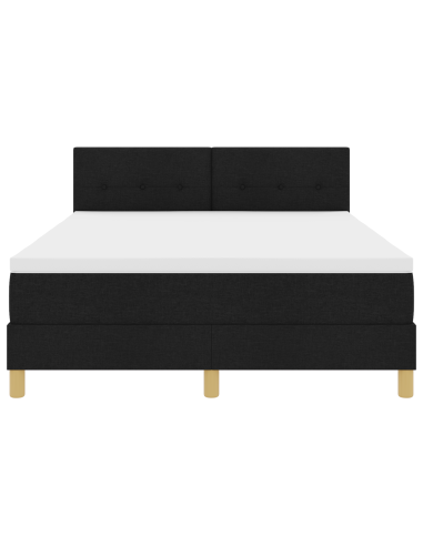 Letto a Sorgente LED con materasso Nero 140 x 200 cm Tessuto