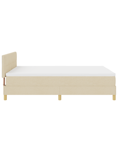 Letto a Sorgente LED con materasso Crema 140 x 200 cm Tessuto