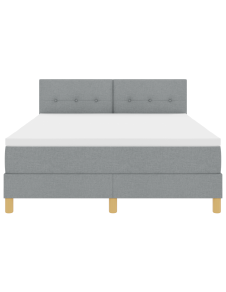 Letto a Box Spring con Materasso & LED Grigio Chiaro 160x200 cm Tessuto