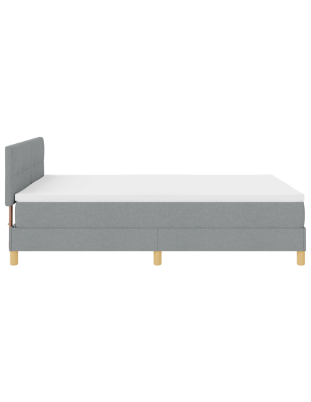 Letto a Box Spring con Materasso & LED Grigio Chiaro 160x200 cm Tessuto