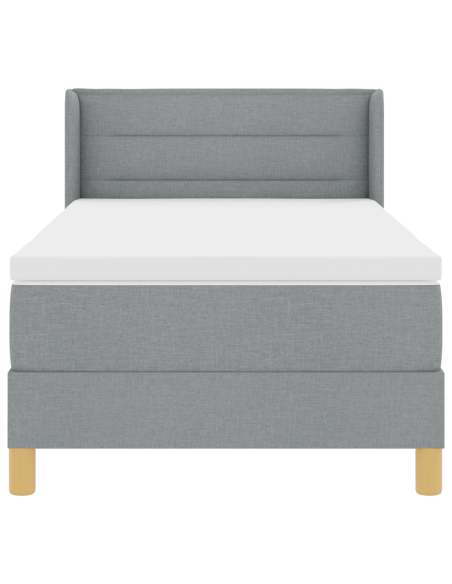 Letto con Box Spring e Materasso Grigio Chiaro 100x200 cm in Tessuto