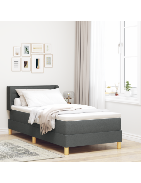Letto con Box Spring e Materasso Grigio Scuro 100x200 cm Tessuto
