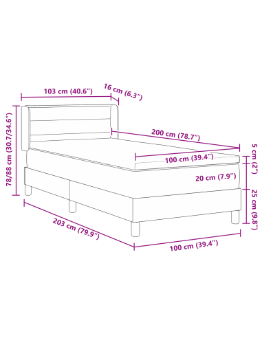 strongLetto a Molle / strong Grigio scuro 100 x 200 cm
