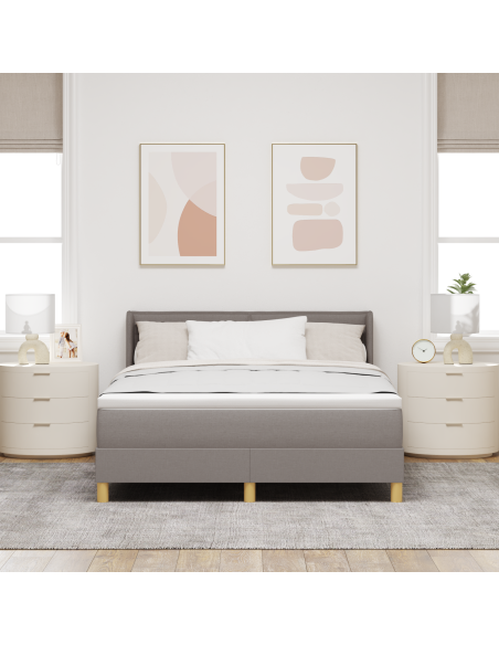 Letto con Box Spring e Materasso Tortora 140x190 cm Tessuto