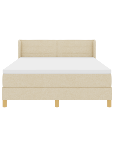 Letto Box Spring con Materasso Panna 140x200 cm Tessuto