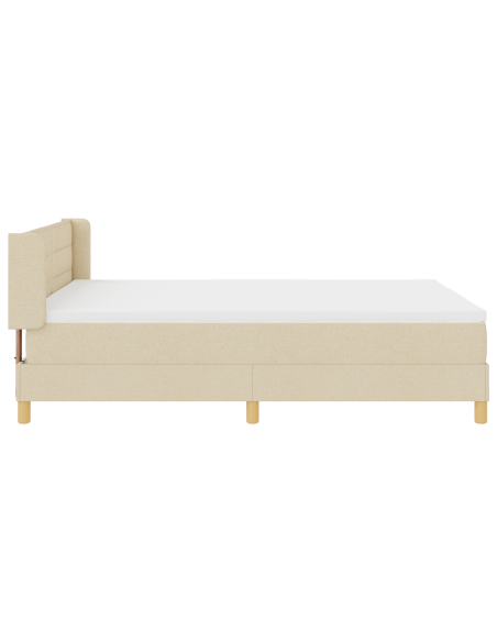 Letto Box Spring con Materasso Panna 140x200 cm Tessuto