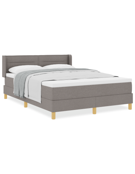 Letto con Rete e Materasso Tortora 160x200 cm Tessuto