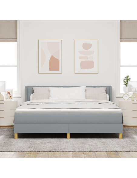 Letto con Box Spring con Materasso Grigio Chiaro 180x200 cm Tessuto