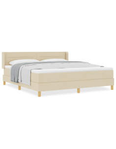 Letto a molle con materasso Crema 200 x 180 cm Poliestere 2