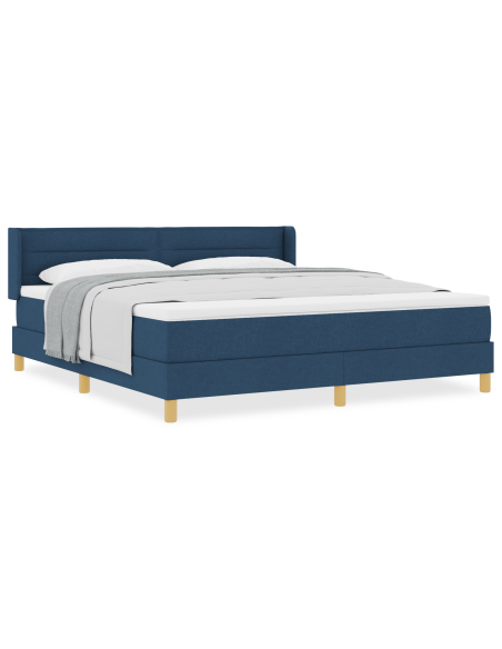 Letto a Molla con Materasso Blu 180x200 cm in Tessuto
