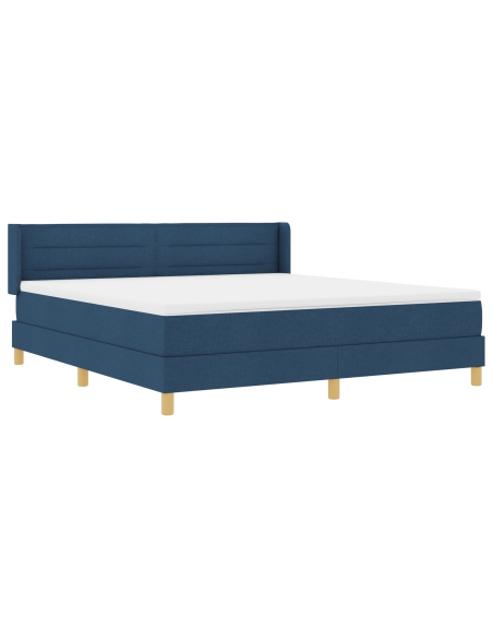 Letto a Molla con Materasso Blu 180x200 cm in Tessuto