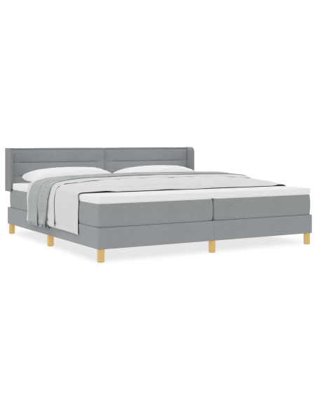 Letto Box Spring con Materasso Grigio Chiaro 200x200 cm Tessuto