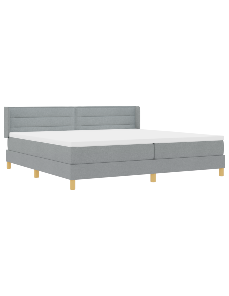 Letto Box Spring con Materasso Grigio Chiaro 200x200 cm Tessuto