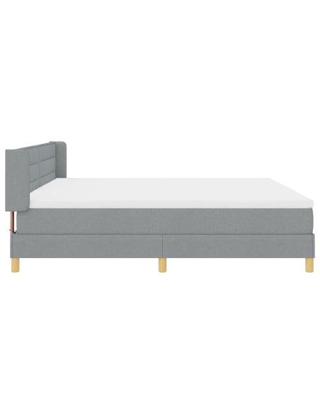 Letto Box Spring con Materasso Grigio Chiaro 200x200 cm Tessuto