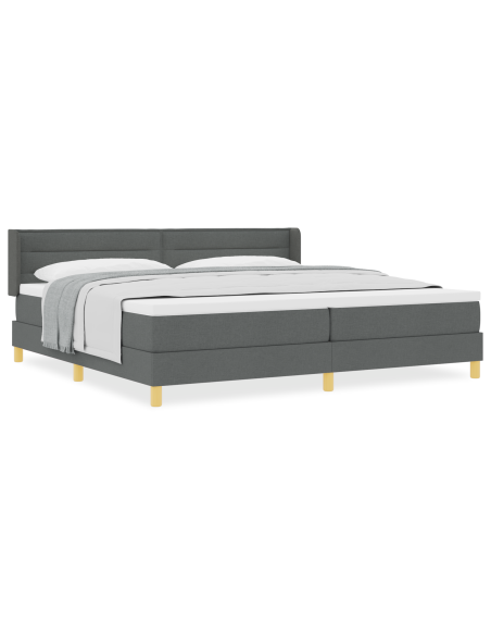 Letto con Box Spring e Materasso Grigio Scuro 200x200 cm Tessuto