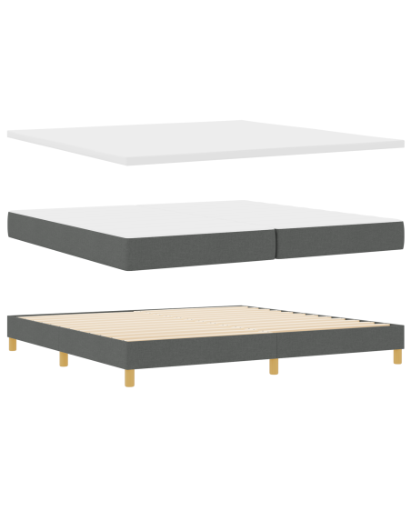 Letto con Box Spring e Materasso Grigio Scuro 200x200 cm Tessuto