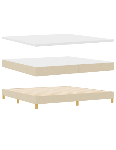 Letto a molle con materasso Crema 200 x 200 cm Poliestere
