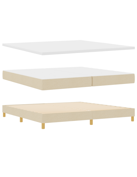 Letto con Box Spring e Materasso Panna 200x200 cm In Tessuto