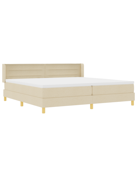 Letto con Box Spring e Materasso Panna 200x200 cm In Tessuto