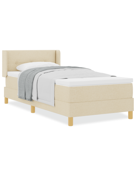 Letto Box Spring e Materasso Panna 80x200 cm Tessuto
