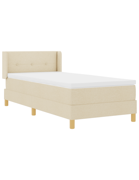 Letto Box Spring e Materasso Panna 80x200 cm Tessuto