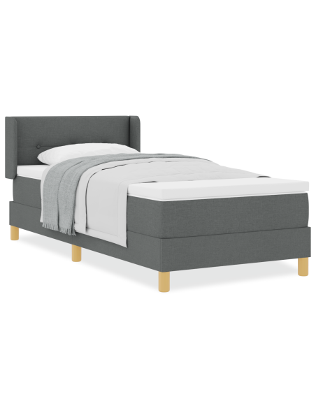 Letto con Box Spring e Materasso Grigio Scuro 90x190 cm Tessuto