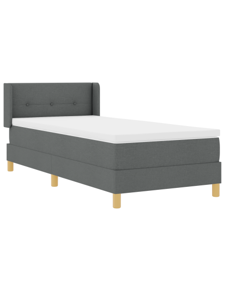 Letto con Box Spring e Materasso Grigio Scuro 90x190 cm Tessuto