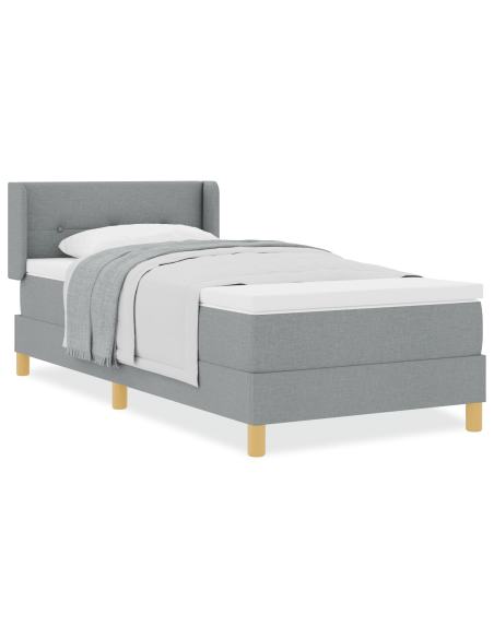 Letto a Molle con Materasso Grigio Chiaro 90x200 cm in Tessuto
