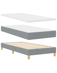 strongLetto a Molle / strong Grigio chiaro 90 x 200 cm 2