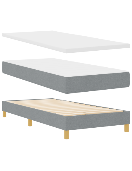 Letto a Molle con Materasso Grigio Chiaro 90x200 cm in Tessuto