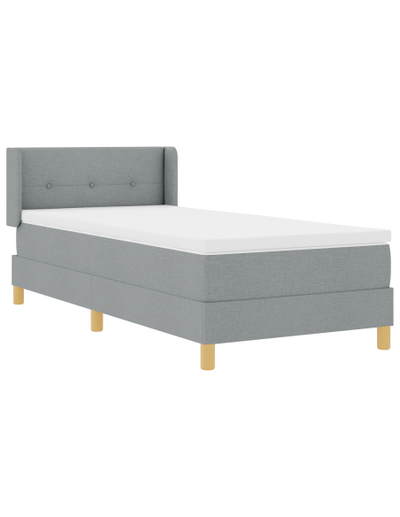 Letto a Molle con Materasso Grigio Chiaro 90x200 cm in Tessuto